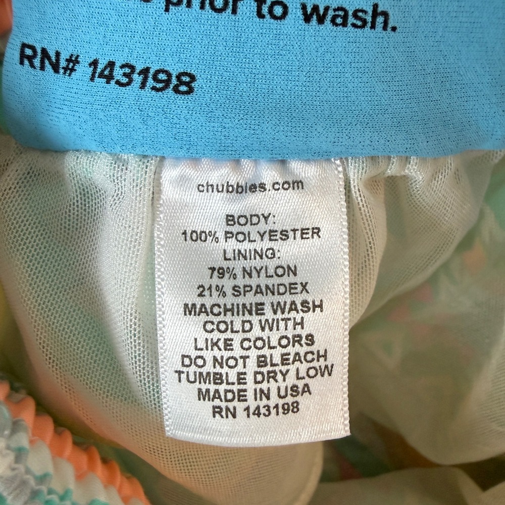 Chubbies Mens Swim Trunks Small Teal Geometric Southwestern Print Mesh Lined - Picture 9 of 9